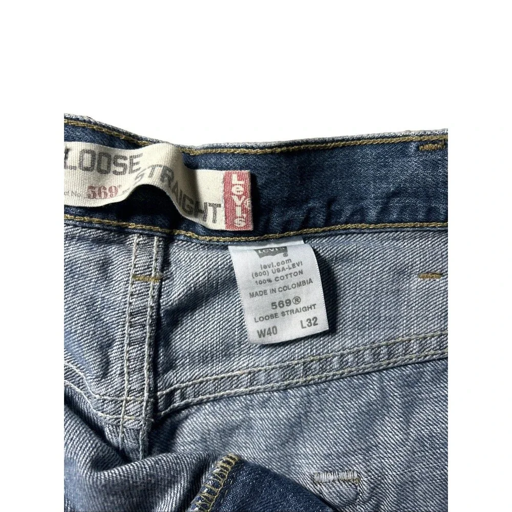 Levi's 569 Loose Straight Jeans Men's 40x32 Blue Medium Wash 100% Cotton